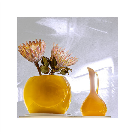 YELLOW VASE WITH PROTEA